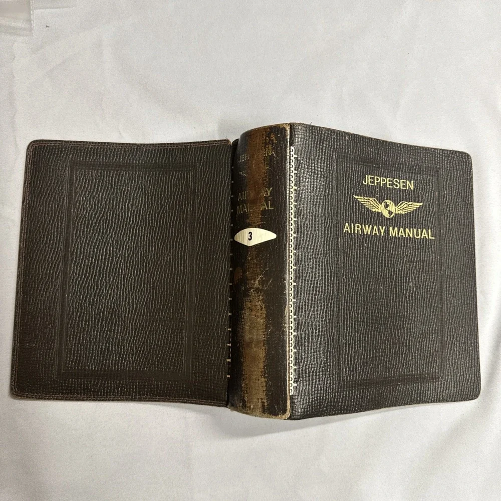 Vintage Jeppesen Airway Manual Brown Cowhide Leather 2